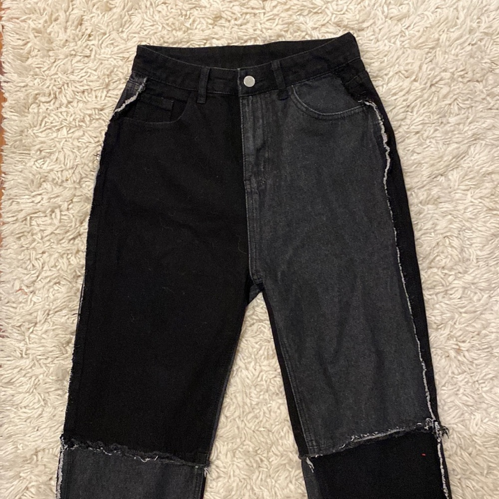 Black patchwork jeans